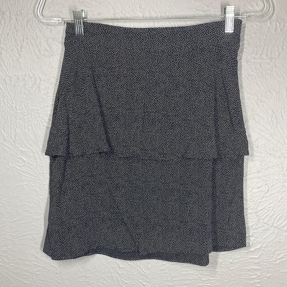 MICKEY & JENNY Black & White Polka Dot 2 Tiered Mini Skirt Women's Size …
